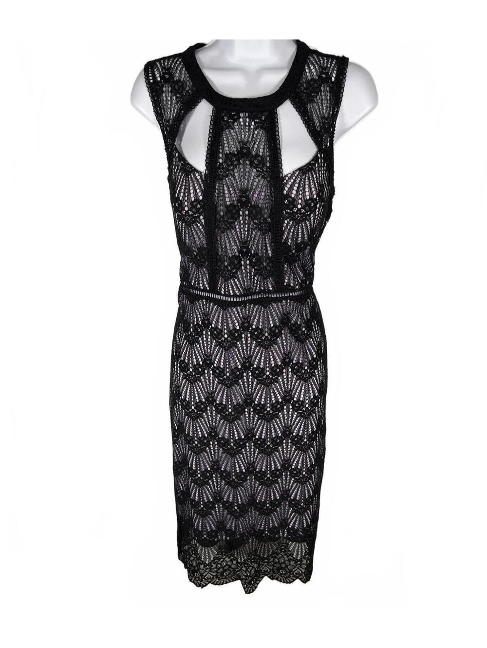 Guess Black Lace Bodycon Mini Dress Whimsigoth Goth Chic Cutout Party Dress 14